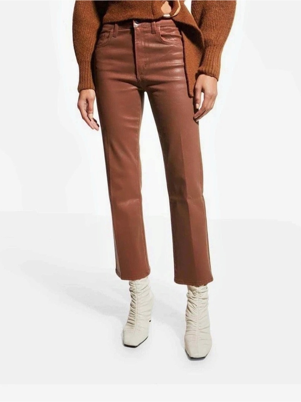 Joe's THE CALLIE
HIGH RISE CROPPED BOOTCUT // COATED // LEATHER BROWN  Waist 26